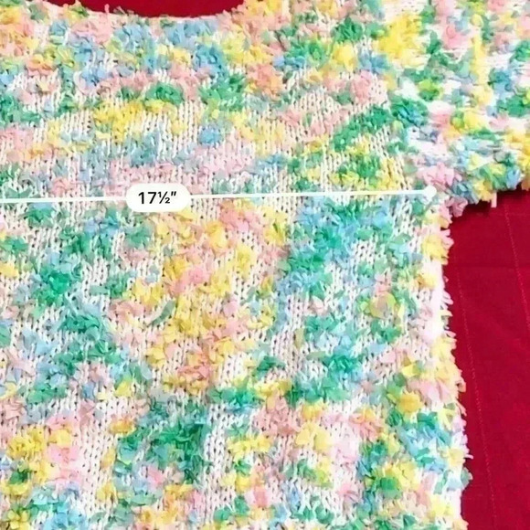 VTG 80s 90s Homemade Design Confetti Short Sleeve Sweater S Multicolor Barbie - Picture 6 of 7